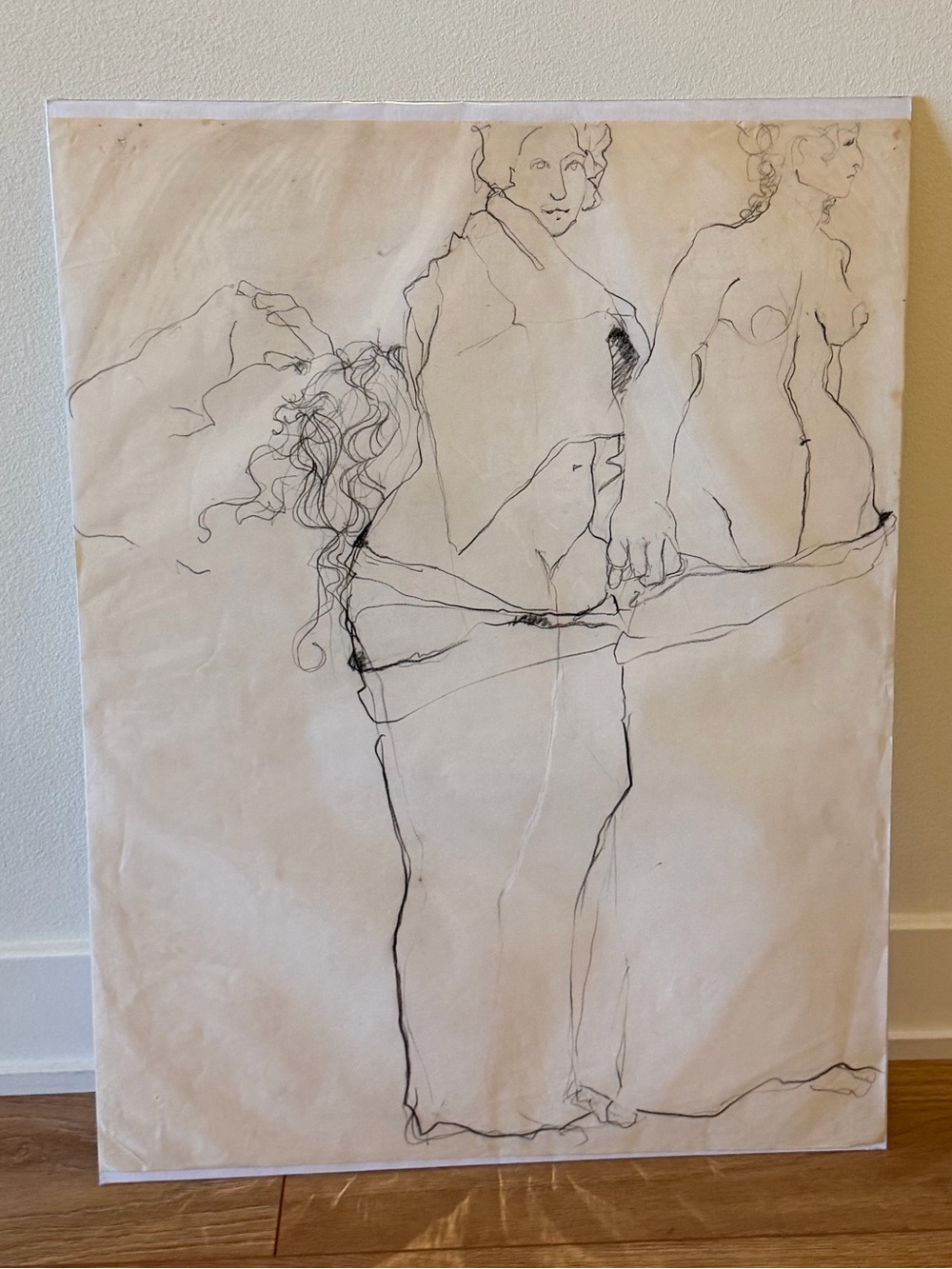 George King Original Sketchbook Figurative Line Drawing on Cream Paper